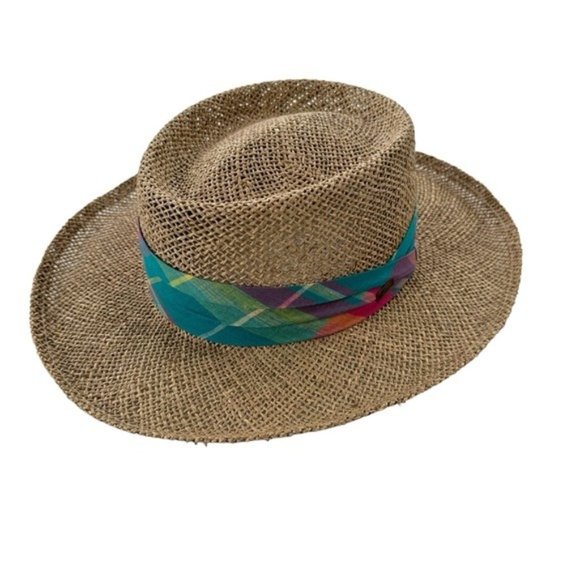 Kangol Other - Kangol Vintage Straw Fedora Sun Hat Madras Band One Size
